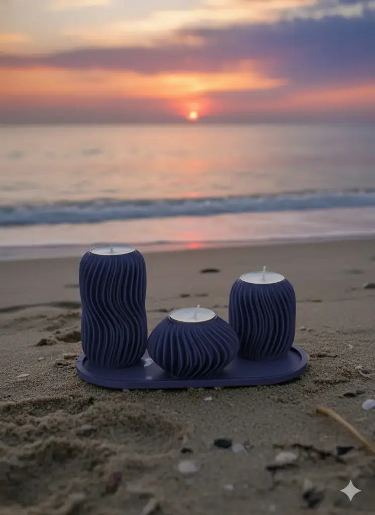 La Trilogie de bougeoirs (Bleu Marine)